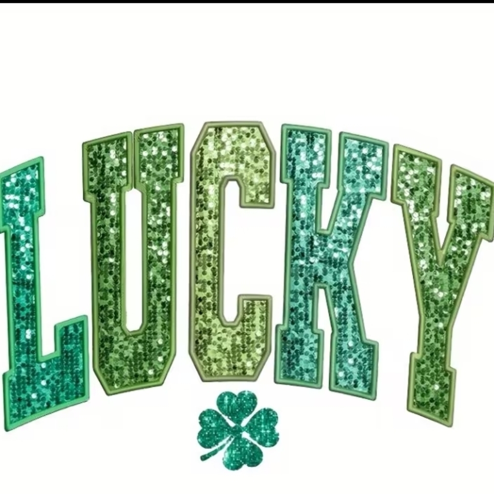 Green Glitter 'Lucky' Graphic Tee For Women, Men, And, Kids Get Ready For St Pat